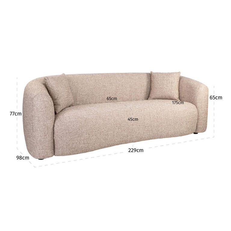 Luxandra Sofa - 3 Seater - Sand - Fabric