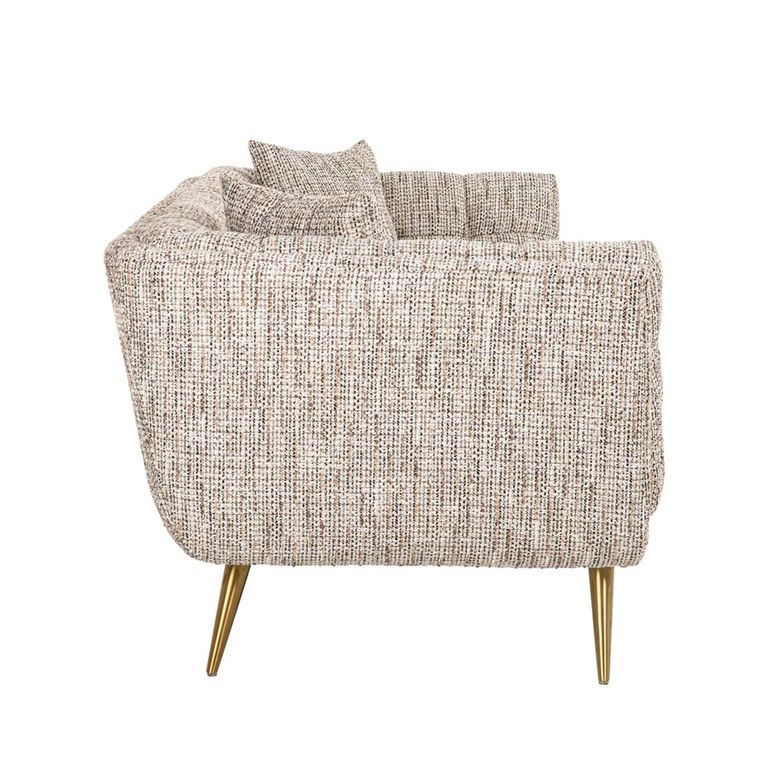 Huxley Beige Fabric 3 Seater Sofa with Brushed Gold Legs