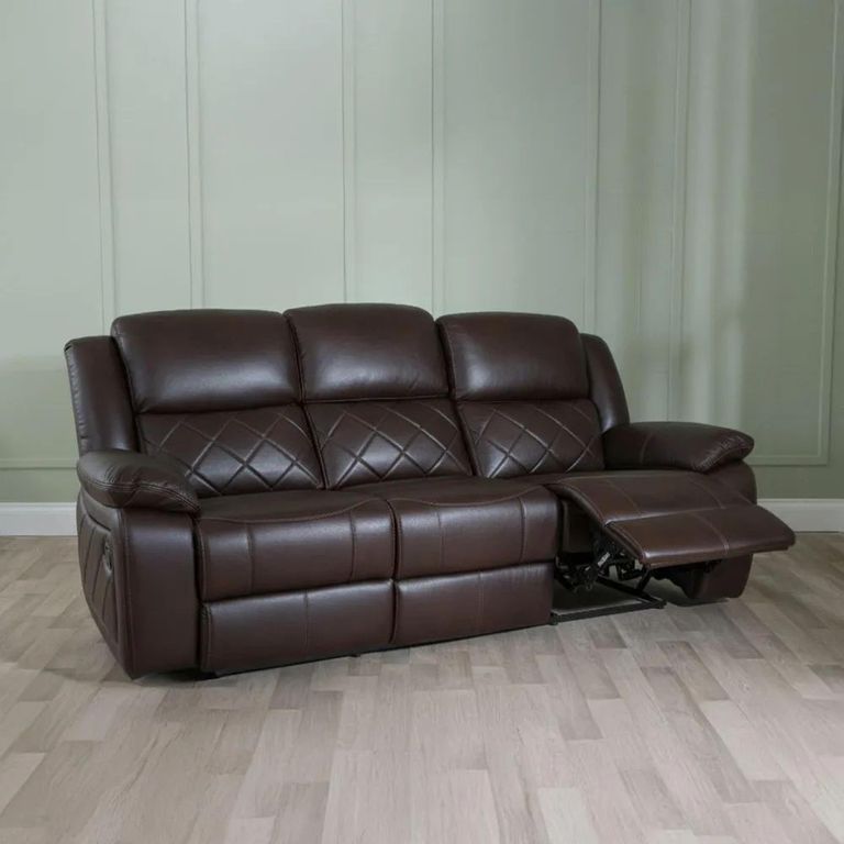 Bentley Electric Recliner Sofa - 3 Seater - Brown Leather