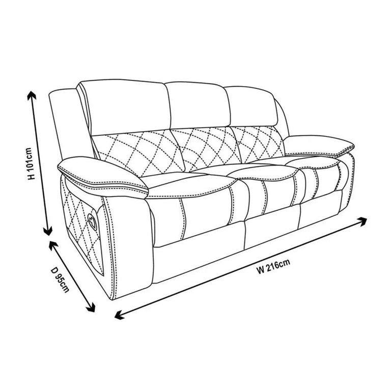 Bentley Electric Recliner Sofa - 3 Seater - Grey Leather