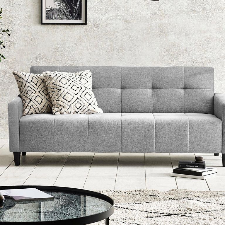 Alfie Grey Linen Click Clack Sofabed - 3 Seater - Storage