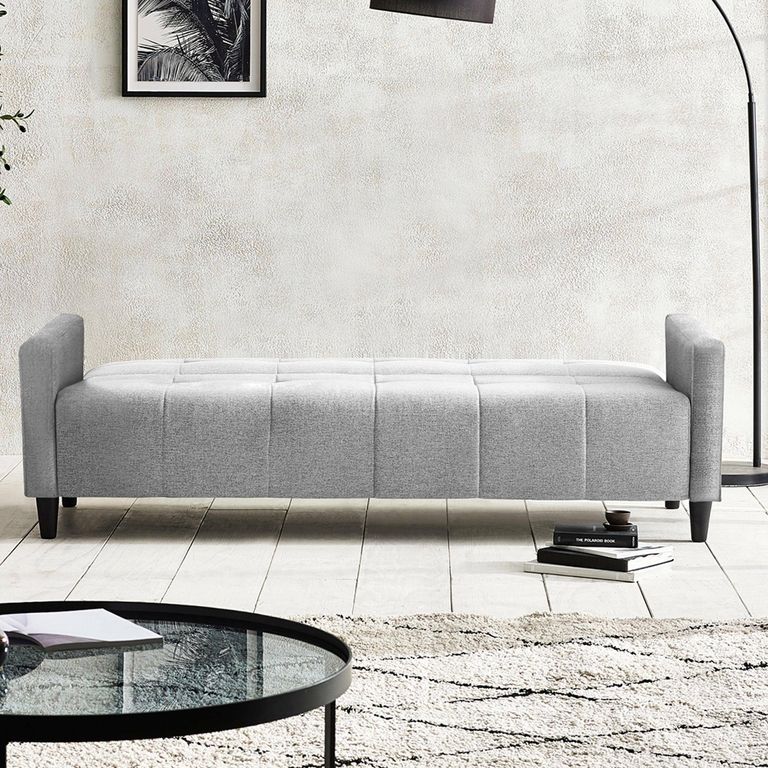 Alfie Grey Linen Click Clack Sofabed - 3 Seater - Storage