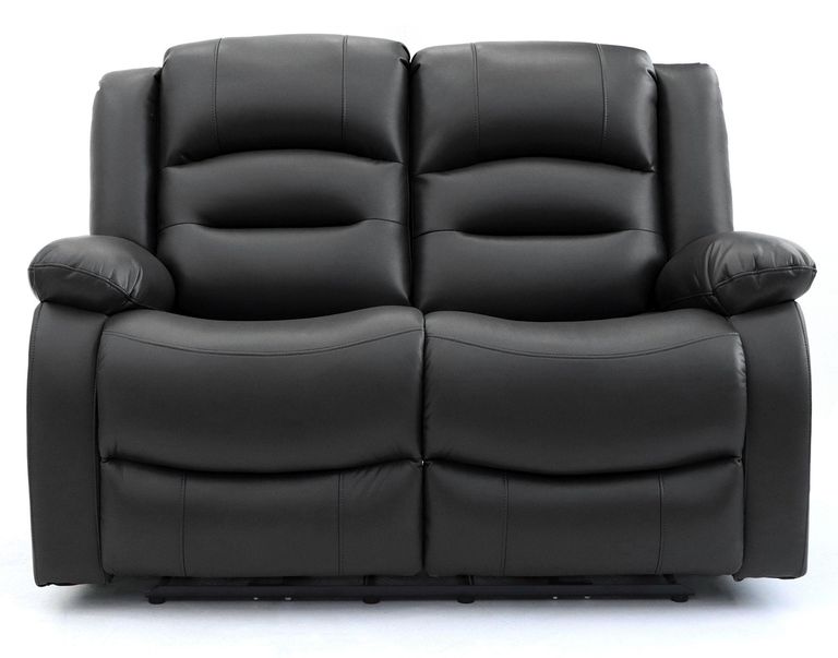 Alva Electric Recliner Sofa - Black Faux Leather - 2 Seater