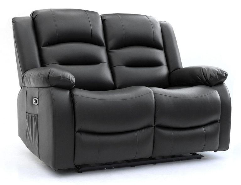 Alva Electric Recliner Sofa - Black Faux Leather - 2 Seater