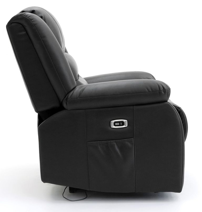 Alva Electric Recliner Sofa - Black Faux Leather - 2 Seater