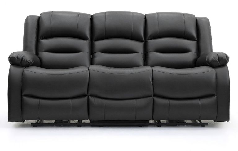 Alva Electric Recliner Sofa - Black Faux Leather - 3 Seater
