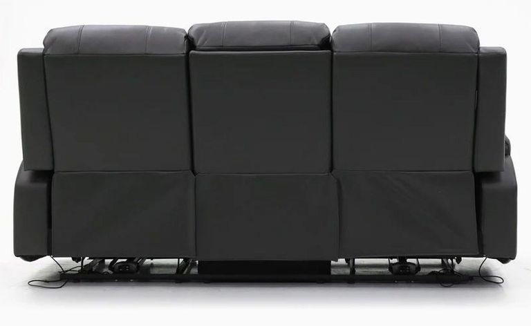 Alva Electric Recliner Sofa - Black Faux Leather - 3 Seater