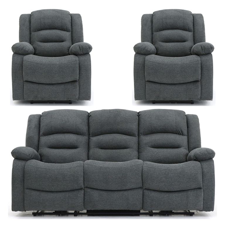 Alva Electric Recliner Sofa Set - Graphite Fabric - 3+1+1 Seater