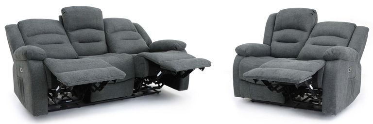 Alva Electric Recliner Sofa Set - Graphite Fabric - 3+2 Seater