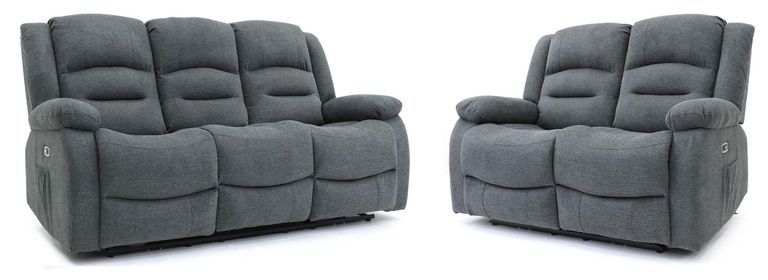 Alva Electric Recliner Sofa Set - Graphite Fabric - 3+2 Seater