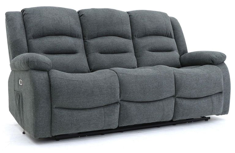 Alva Electric Recliner Sofa - Graphite Fabric - 3 Seater