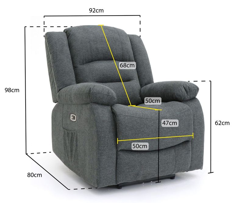 Alva Electric Recliner Armchair - Graphite Fabric