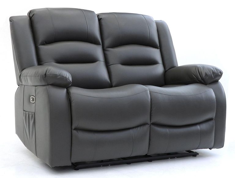 Alva Electric Recliner Sofa - Grey Faux Leather - 2 Seater