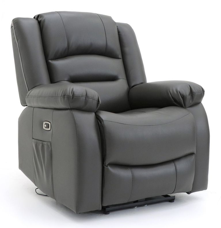 Alva Electric Recliner Armchair - Grey Faux Leather
