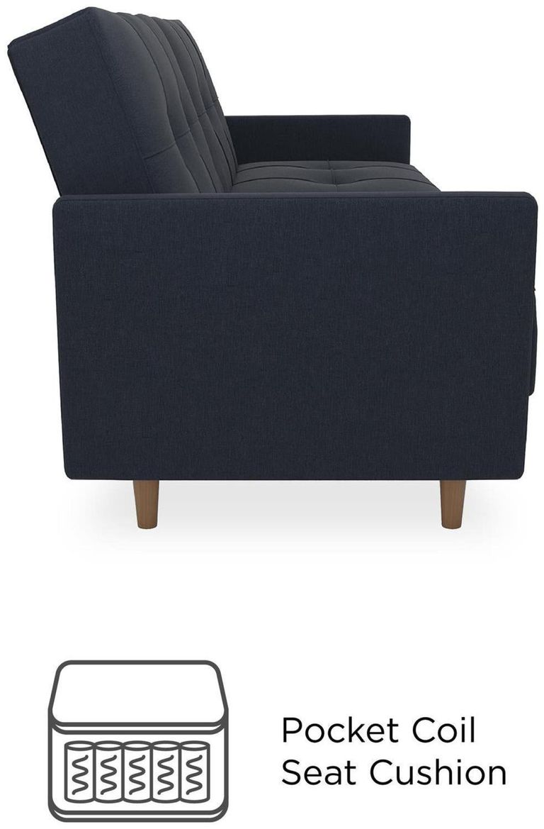 Anderson Coil Navy Blue Linen Sofa Bed - 2146629UK