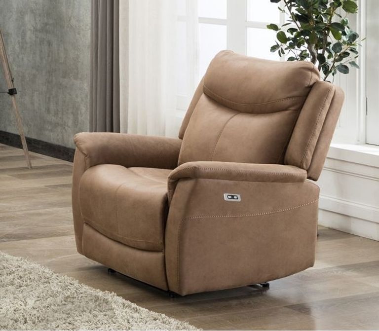 Arizona Electric Recliner Armchair - Caramel Fabric