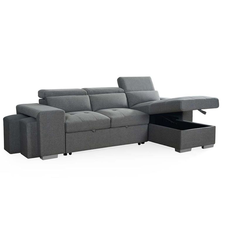 Artemis Universal Corner Sofa Bed - Grey Fabric - Pull Out