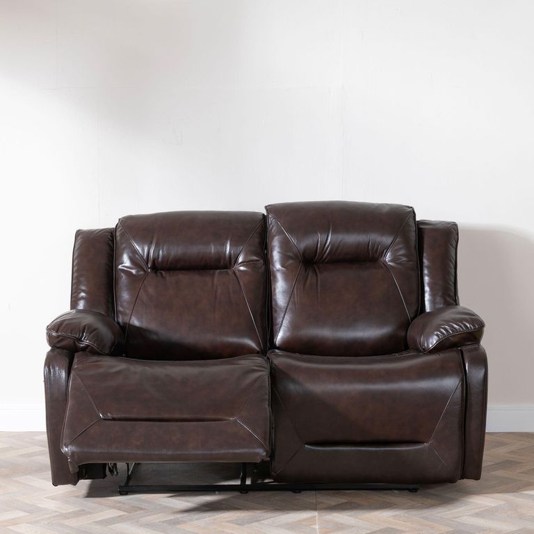 Athena Dark Brown Leather 2 Seater Recliner Sofa
