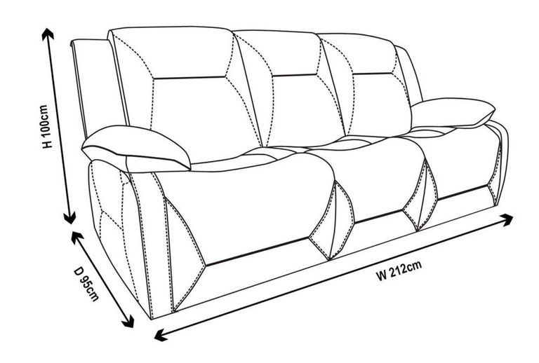 Athena Dark Brown Leather 3 Seater Recliner Sofa