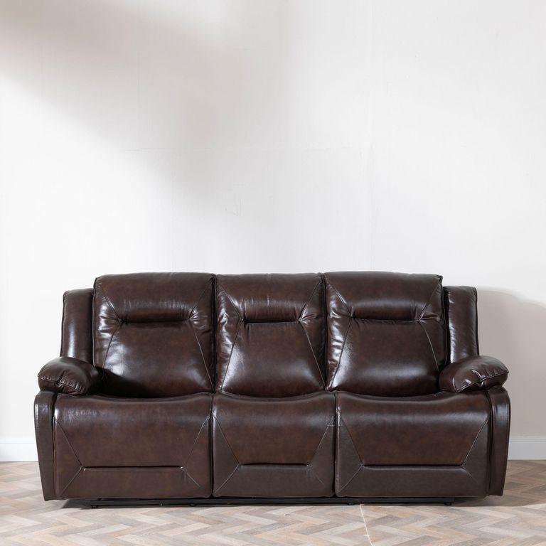 Athena Dark Brown Leather Recliner Sofa Set