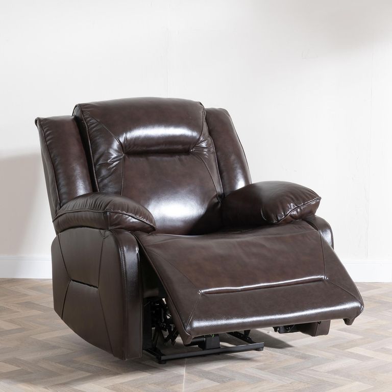 Athena Dark Brown Leather Recliner Sofa Set