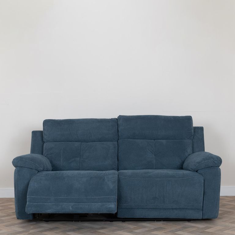 Augusta Ancona Blue Fabric 3 Seater Electric Recliner Sofa