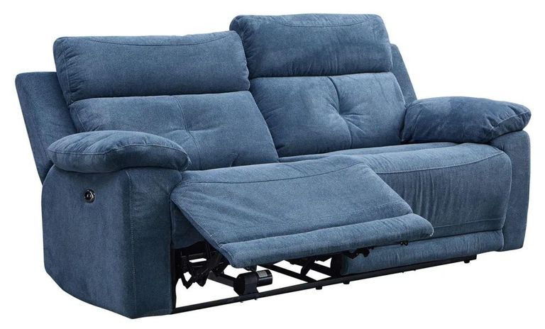 Augusta Ancona Blue Fabric 3 Seater Electric Recliner Sofa