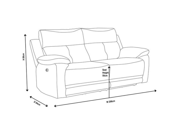 Augusta Ancona Blue Fabric 3 Seater Electric Recliner Sofa