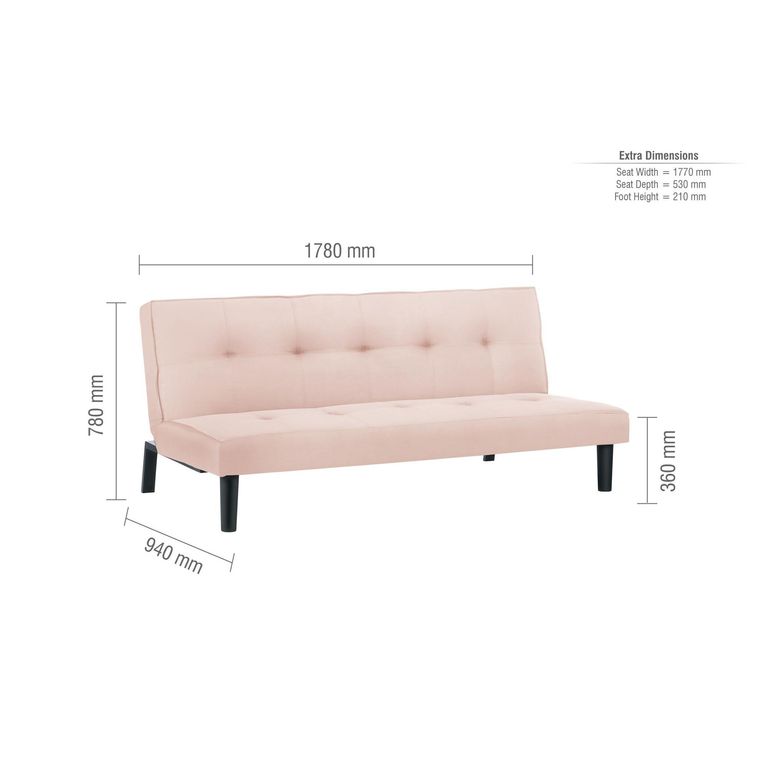 Aurora Sofa Bed - Blush Pink Fabric