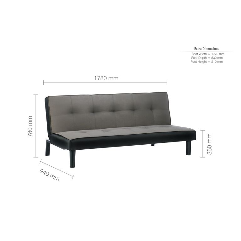 Aurora Sofa Bed - 2 Seater - Grey Fabric