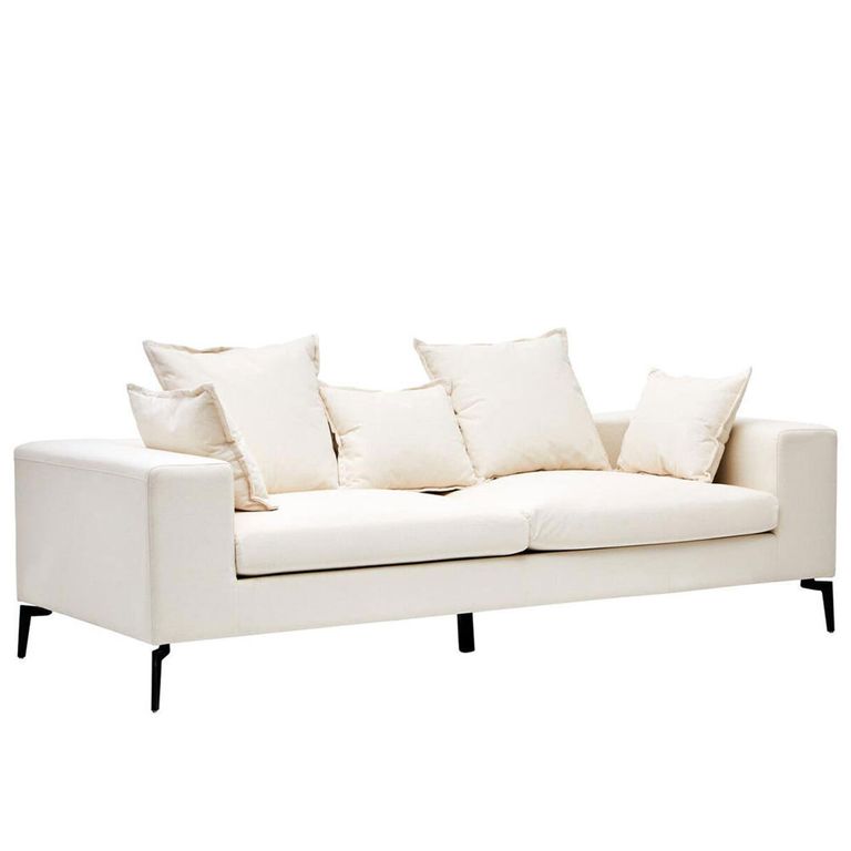 Avignon Sofa - 3 Seater - Cream Fabric with Black Metal Legs