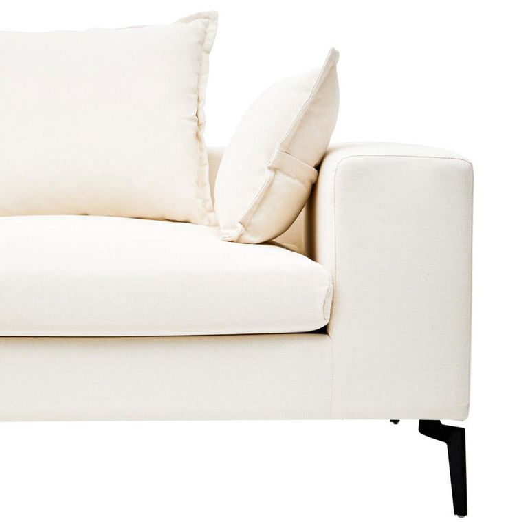 Avignon Sofa - 3 Seater - Cream Fabric with Black Metal Legs