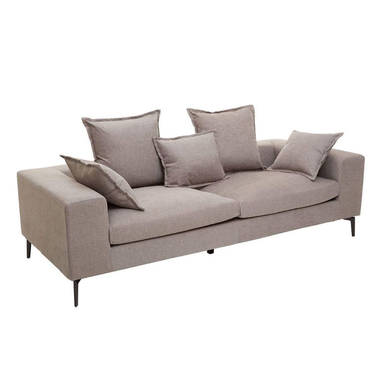 Avignon Sofa - 3 Seater - Grey Fabric with Black Metal Legs