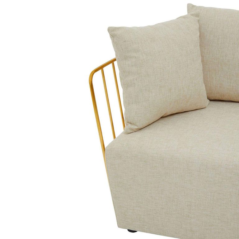 Azalea Sofa - 2 Seater - Cream Fabric with Gold Metal