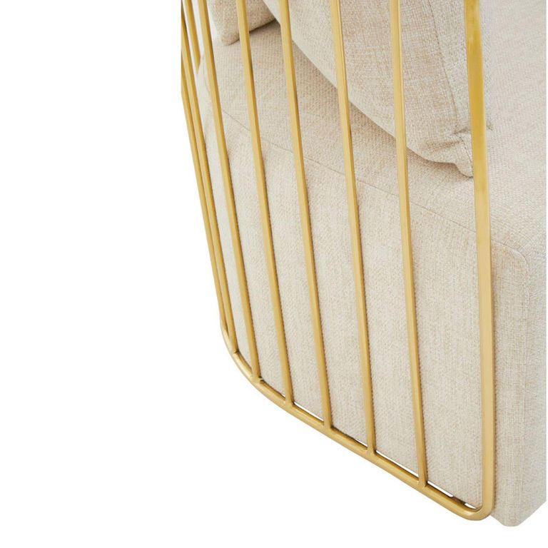 Azalea Sofa - 2 Seater - Cream Fabric with Gold Metal