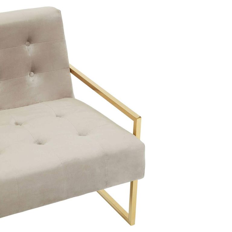 Azalea Sofa - 2 Seater - Mink Velvet Fabric with Gold Metal