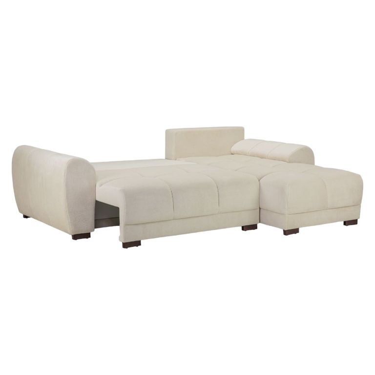 Azzuro Universal Corner Sofa Bed - Cream - Storage