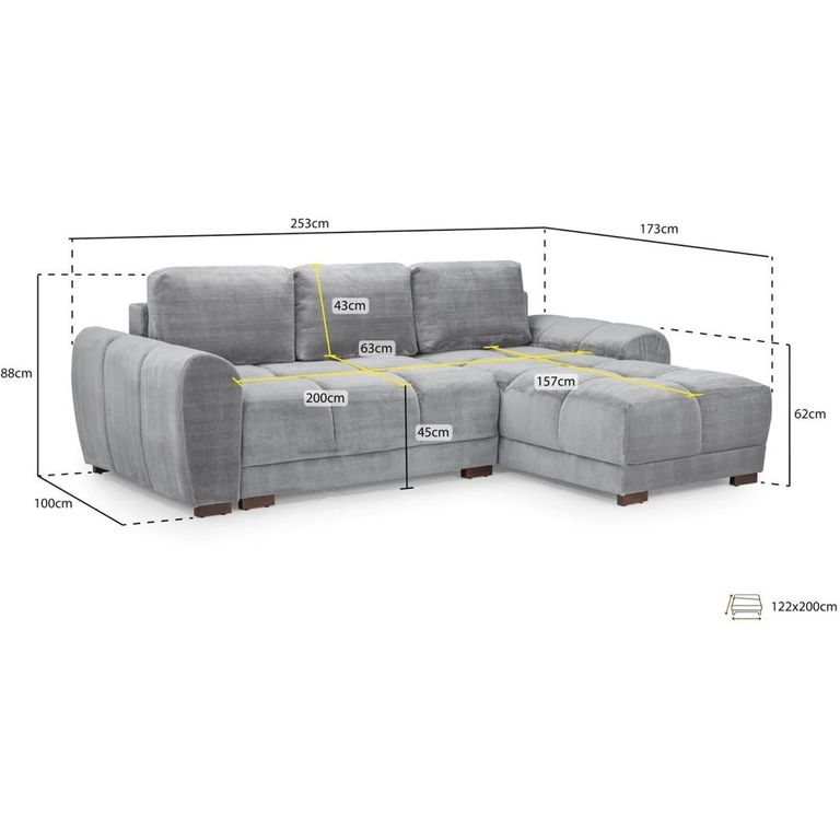 Azzuro Universal Corner Sofa Bed - Cream - Storage