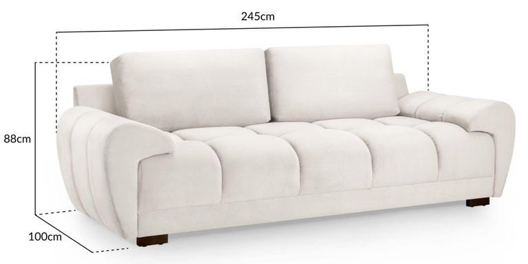 Azzuro Sofa - Cream Velvet Fabric - 3 Seater
