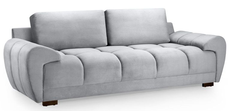 Azzuro Sofa - Grey Velvet Fabric - 3 Seater