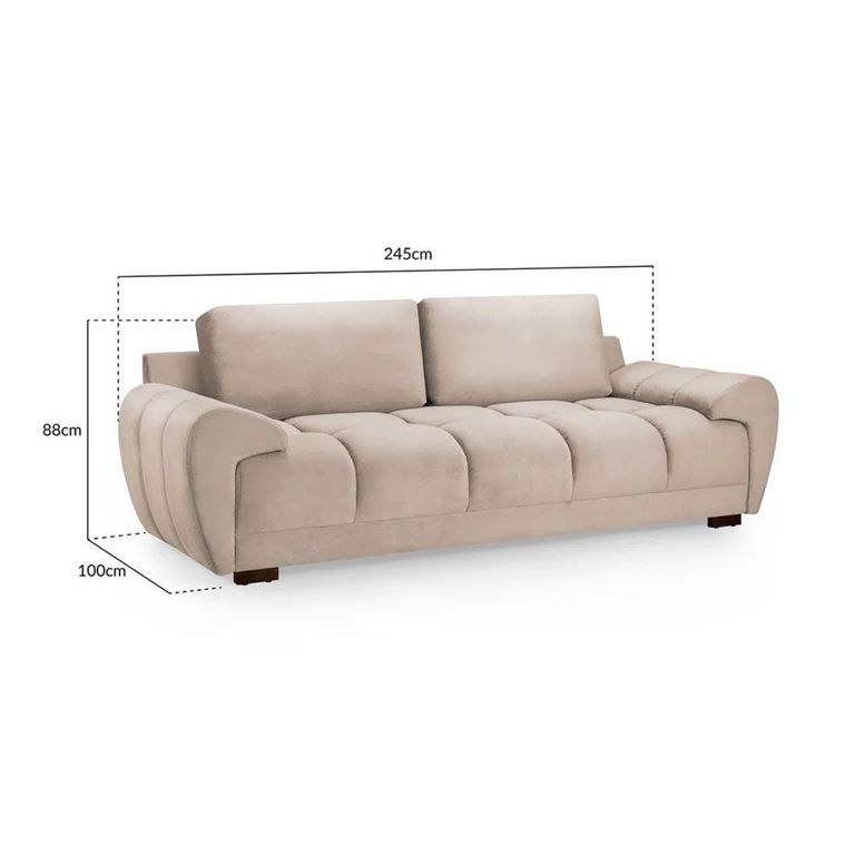 Azzuro Sofa - Mocha Velvet Fabric - 3 Seater