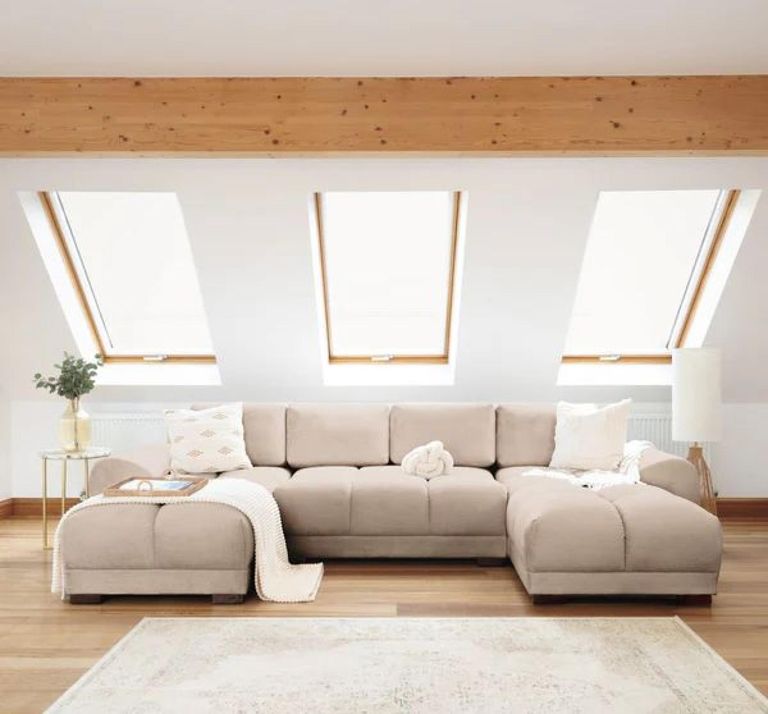 Azzuro U Shape Corner Sofa Suite - Mocha Velvet Fabric