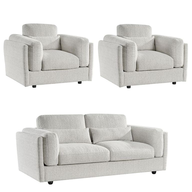 Bari Sofa Set - Beige Fabric - 3+1+1 Seater
