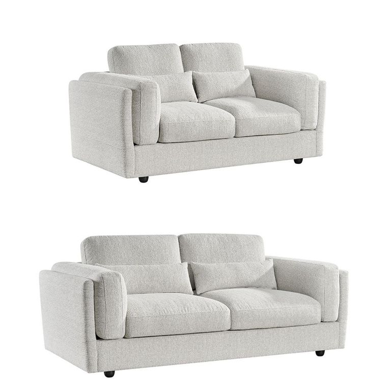 Bari Sofa Set - Beige Fabric - 3+2 Seater