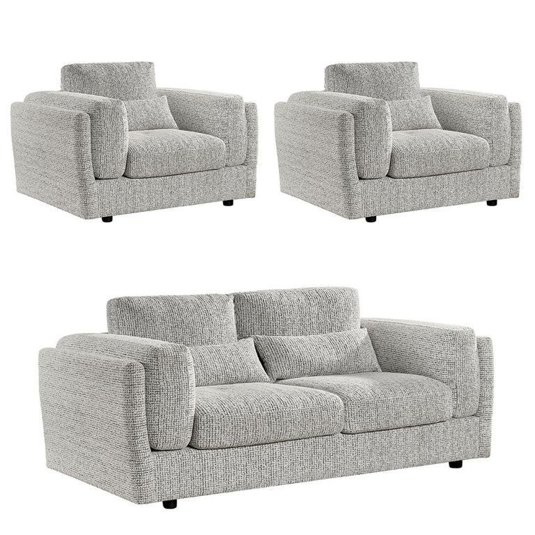 Bari Sofa Set - Grey Fabric - 3+1+1 Seater