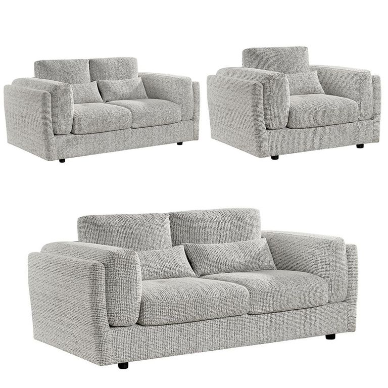 Bari Sofa Set - Grey Fabric - 3+2+1 Seater