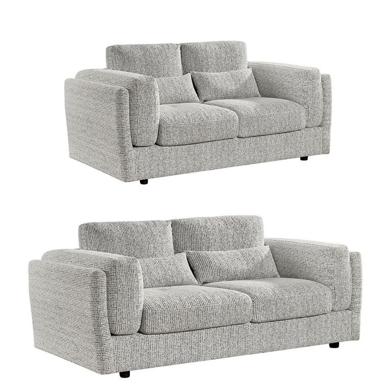 Bari Sofa Set - Grey Fabric - 3+2 Seater
