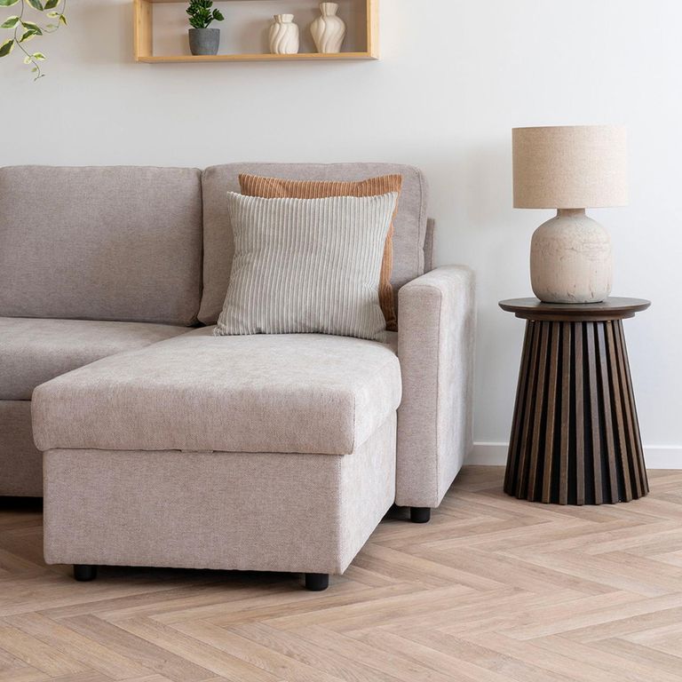 Belfast Chaise Longue Pull Out Sofa Bed - Sand Fabric