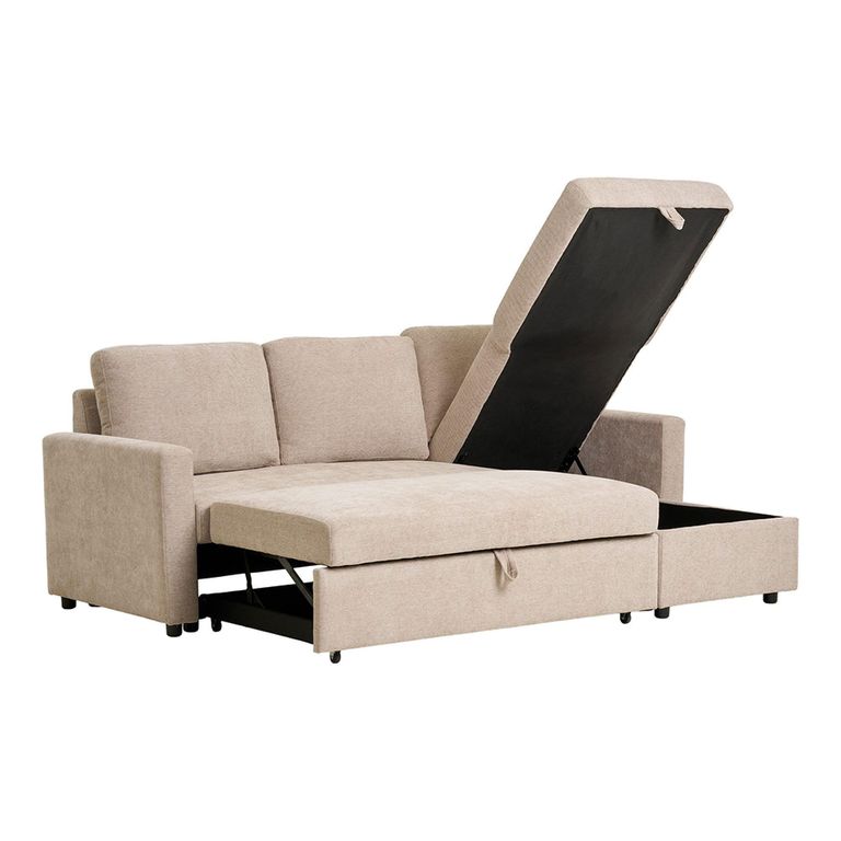 Belfast Chaise Longue Pull Out Sofa Bed - Sand Fabric