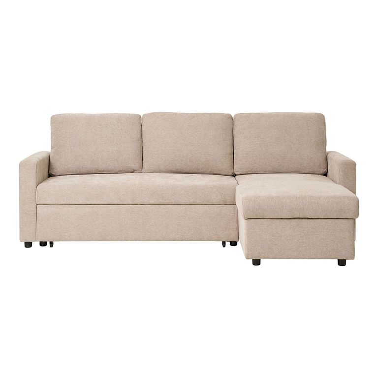 Belfast Chaise Longue Pull Out Sofa Bed - Sand Fabric